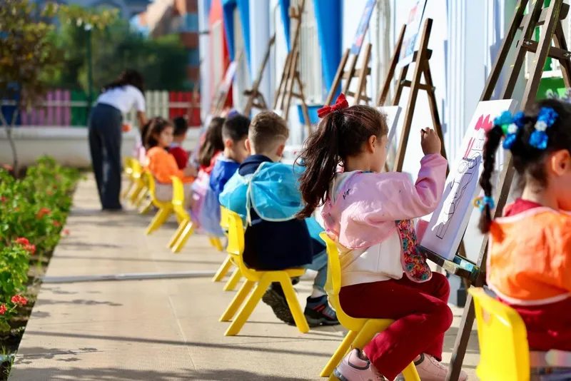 Didim’de kreş öğrencilerinden resim etkinliği
