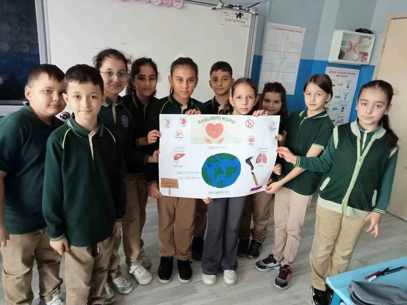 İlkokul öğrencilerinden sağlıklı yaşam mesajı
