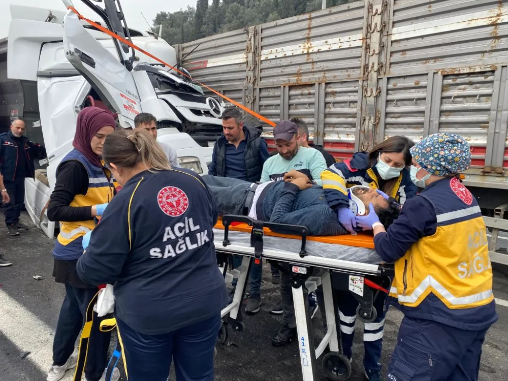 Dört aracın karıştı zincirleme kazada kağıt gibi ezilen kabinden sağ çıktı