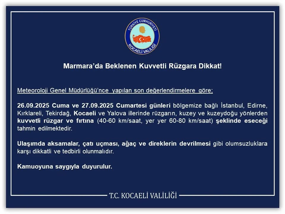 Marmara’da Beklenen Kuvvetli Rüzgara Dikkat!